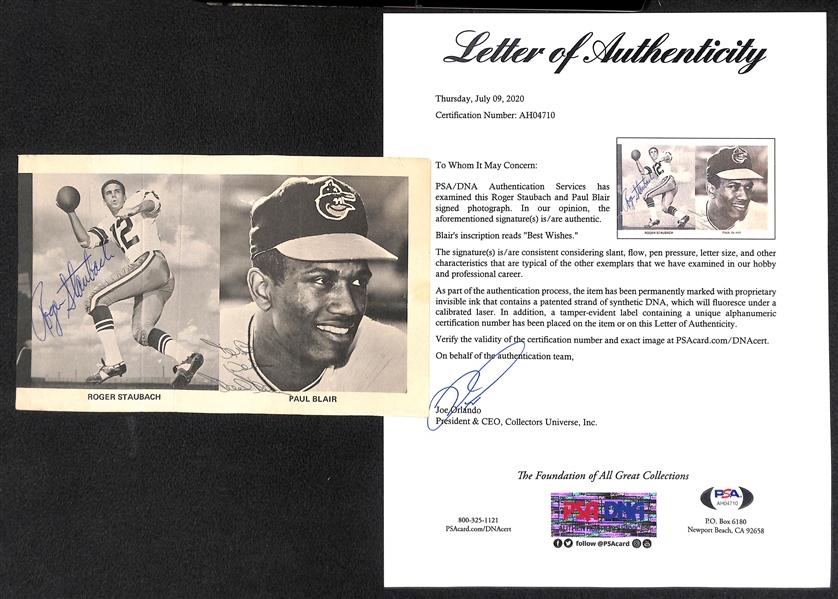1960s Roger Staubach and Paul Blair Dual-Signed Image (PSA/DNA Letter)