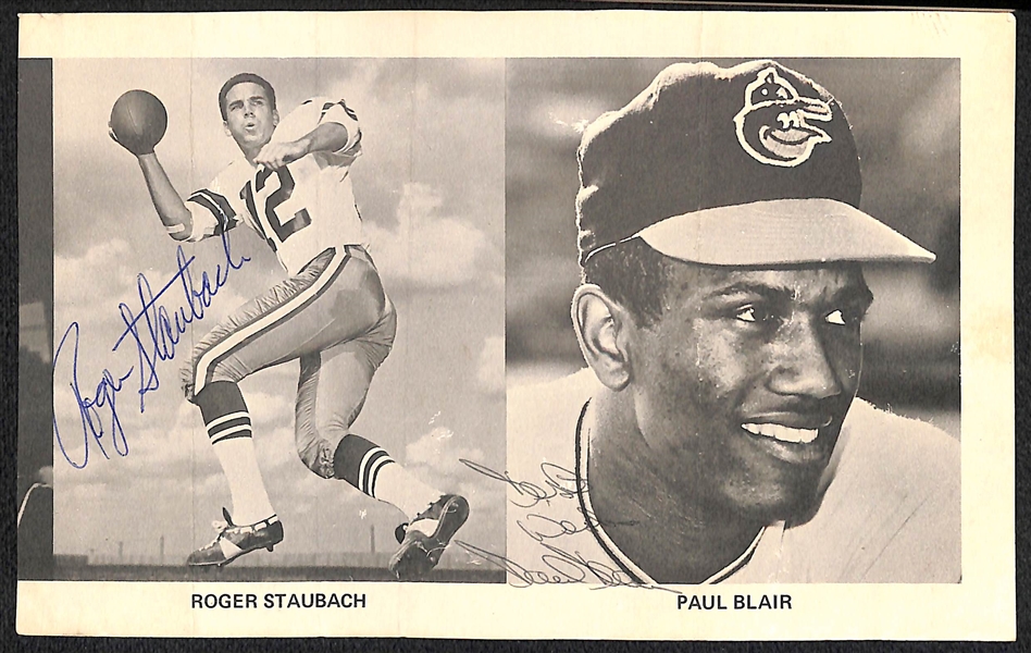 1960s Roger Staubach and Paul Blair Dual-Signed Image (PSA/DNA Letter)