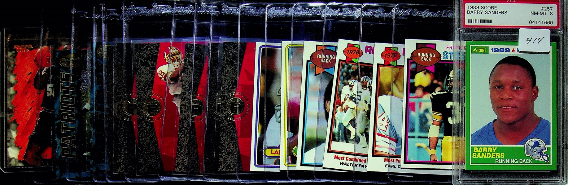 Lot of 16 Football & Basketball Cards w. 1989 Score Barry Sanders Rookie Card PSA 8
