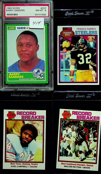 Lot of 16 Football & Basketball Cards w. 1989 Score Barry Sanders Rookie Card PSA 8
