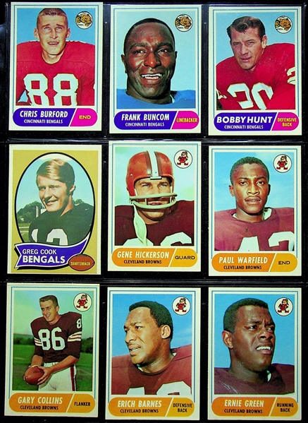 Lot of 200+ 1960-1970s Football Cards w. 1968 Topps Paul Warfield