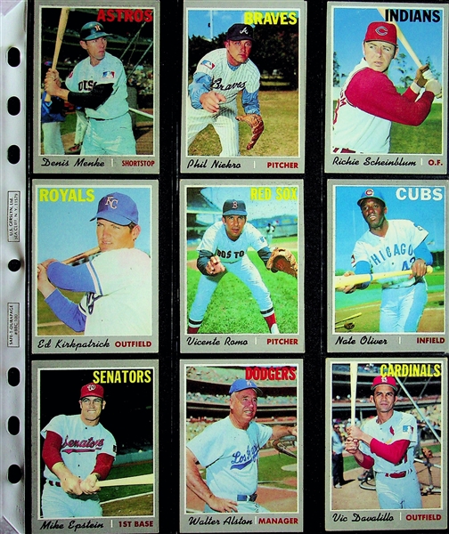 Lot of (150) 1960s-1973 Topps Baseball Cards w. 1971 Topps Hank Aaron & Star Cards