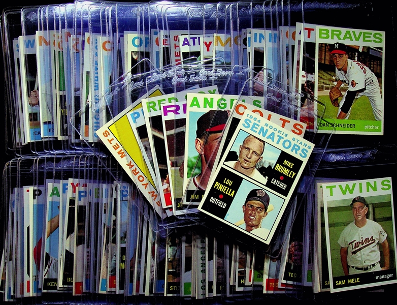 Lot of 100+ Assorted 1964 Topps Baseball Cards in Gradable Condition w. Lou Piniella Rookie Card