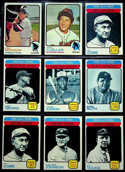 High Quality 1973 Topps Baseball Near Complete Set Collated Straight from Packs w. #174 Goose Gossage Rookie PSA 8