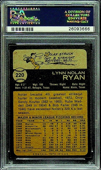1973 Topps Nolan Ryan Card #220 PSA 8