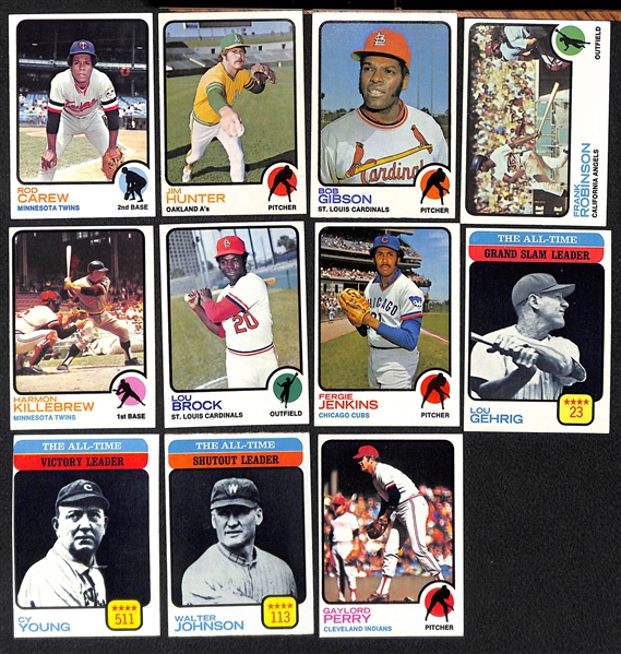 Lot of 700+ Assorted 1973 Topps Baseball Cards (Cards from #1-499 - No High Series)