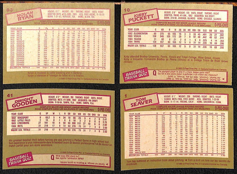 1985 O-Pee-Chee Baseball Complete Set of 396 Cards w. Kirby Puckett Rookie Card