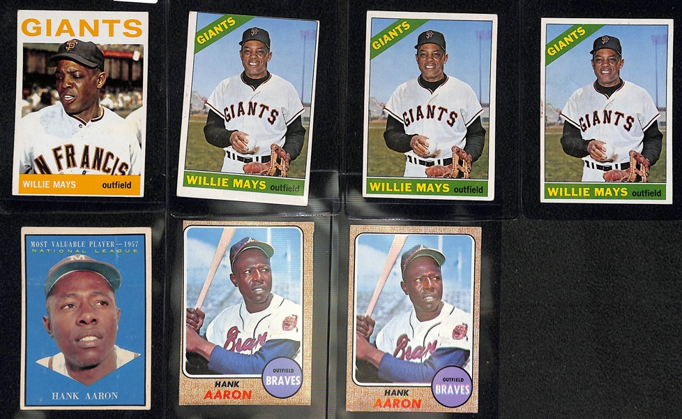 Lot of (7) Willie Mays & Hank Aaron Cards w. 1964 Topps Willie Mays