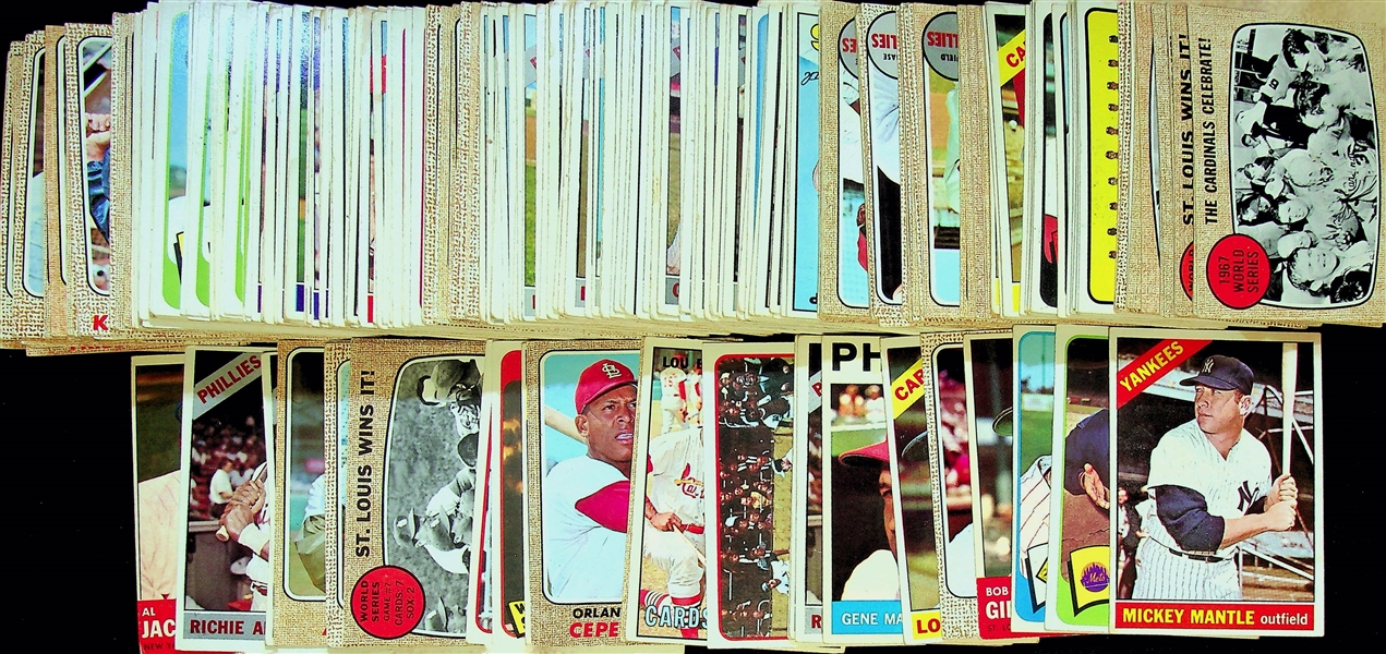 Lot of 200+ 1960s Yankees, Mets, Cardinals, Phillies Cards w. 1966 Topps Mantle