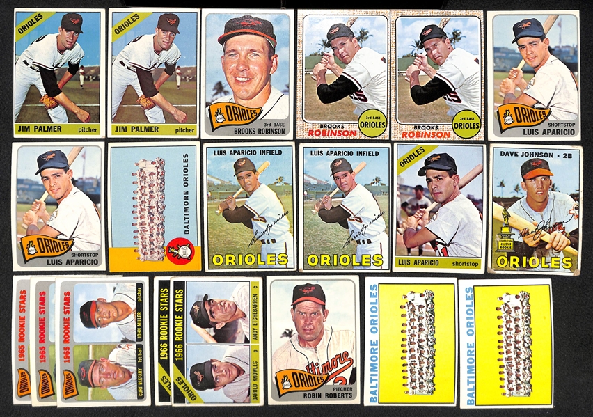 Lot of 100+ 1960s Topps Orioles Cards w. 1966 Jim Palmer Rookie Cards x2