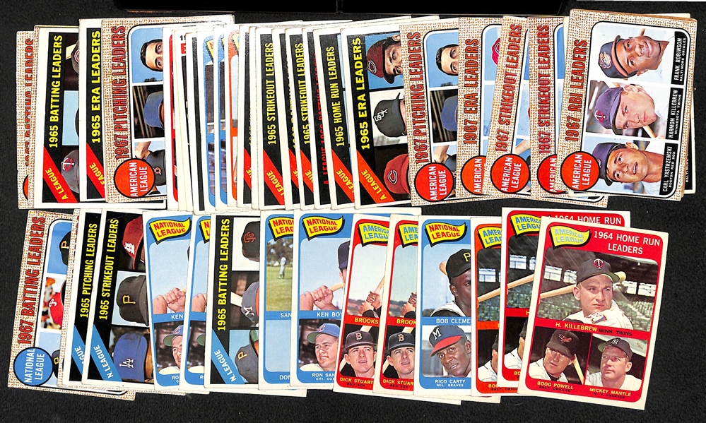 Lot of 50+ 1960s Topps Leader Cards w. 1965 AL HR LDR w. Mantle x3