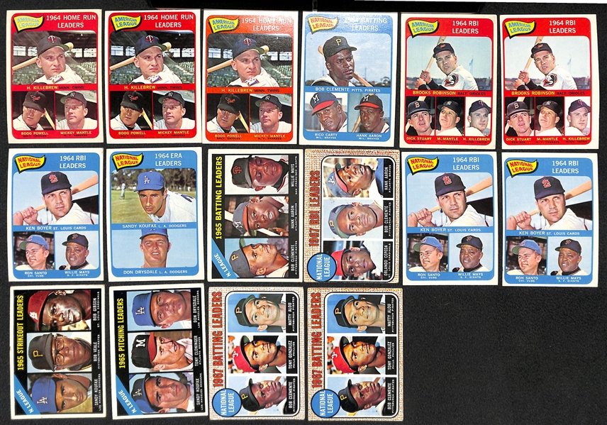 Lot of 50+ 1960s Topps Leader Cards w. 1965 AL HR LDR w. Mantle x3
