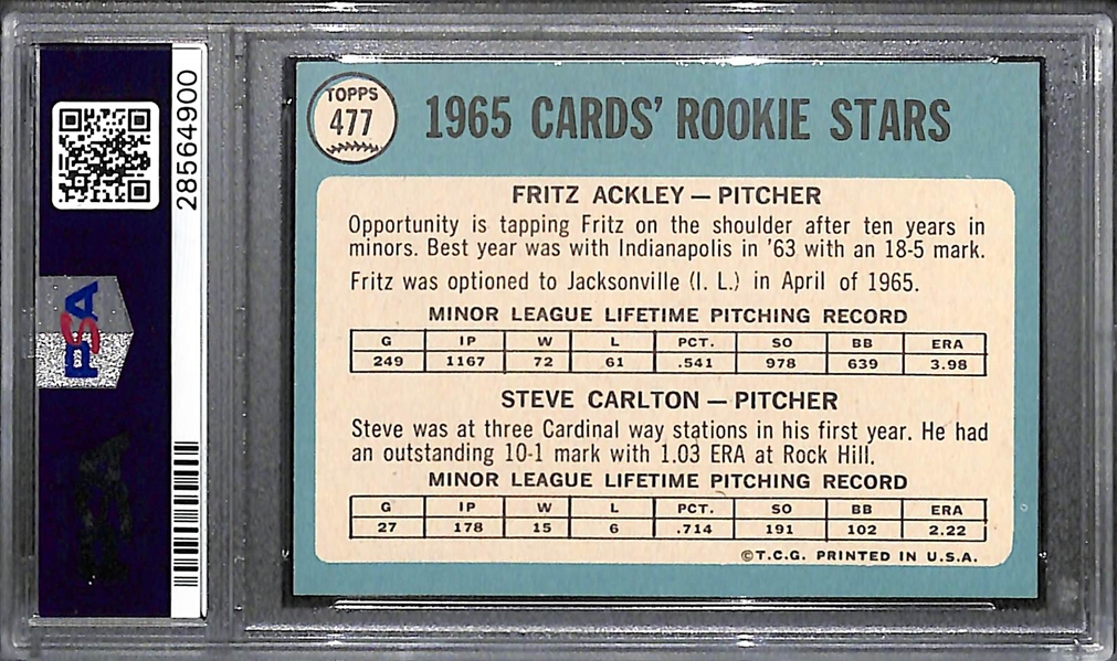 1965 Topps Steve Carlton Rookie Graded PSA 6