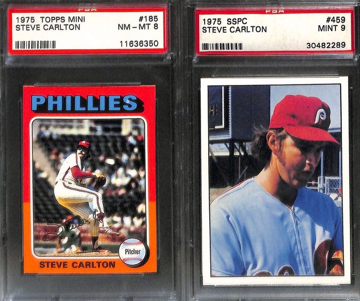 Steve Carlton 8-Card Graded Lot - w. 1970 PSA 8