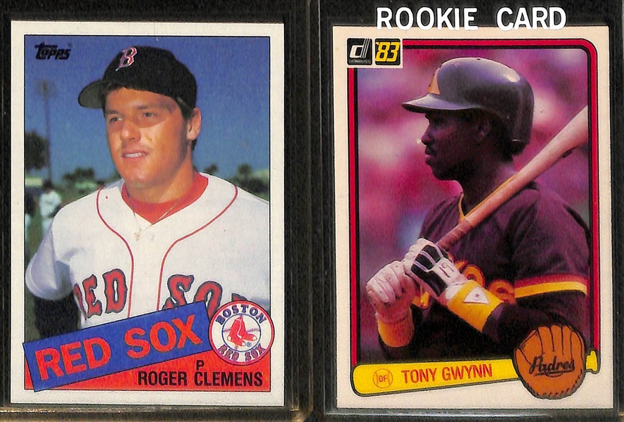 Lot of (11) 1980s Baseball Rookie Cards - Henderson, Boggs, Gwynn, McGwire, Bonds, and Clemens