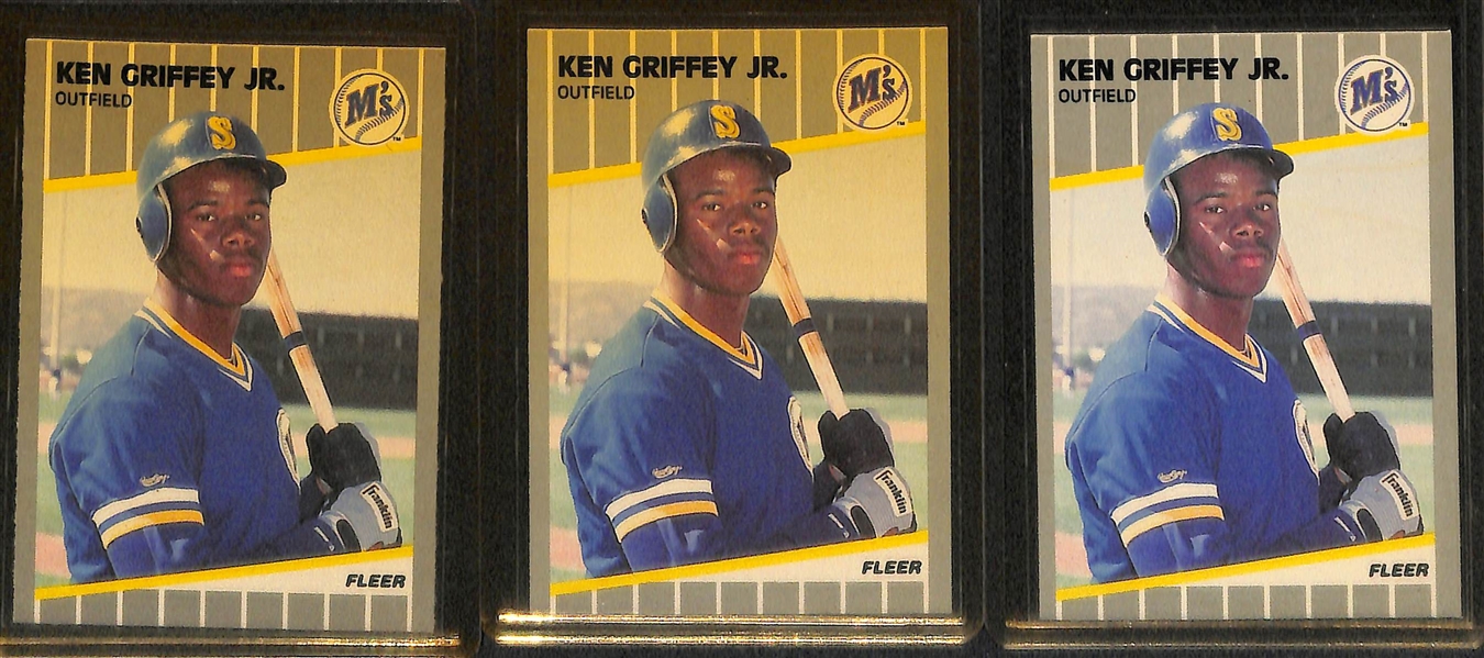 Lot of (23) Ken Griffey Jr. Cards Inc. (9) 1989 Rookies (2 Upper Deck, Topps Traded, 3 Fleer, 2 Donruss, Score)