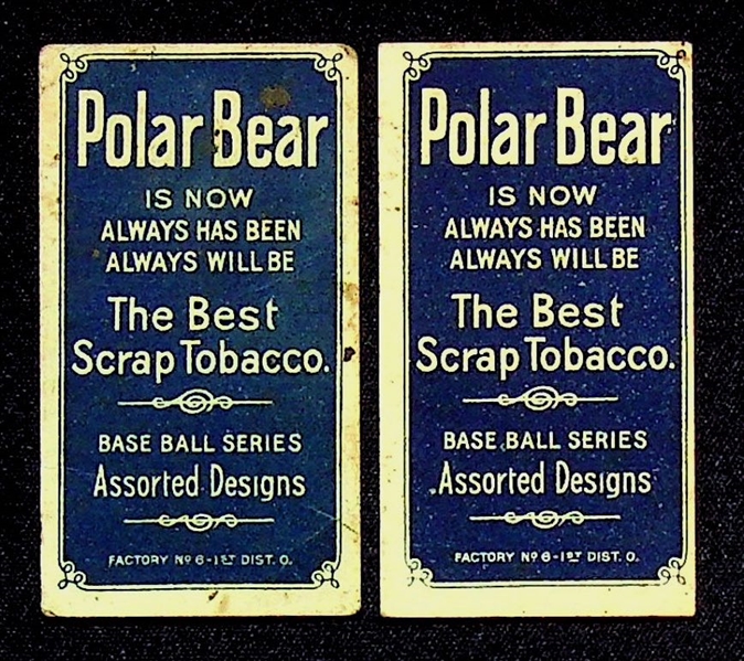 Lot of (2) 1909-11 Tobacco Cards w. Polar Bear Backs - Jake Thielman (Louisville) and Eddie Phelps (St. Louis NL)
