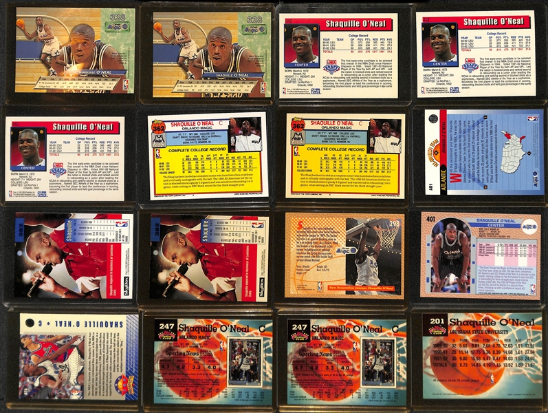 Lot of (16) Shaquille O'Neal 1992 Rookies - 2 Ultra, 3 Hoops, 2 Topps, UD All Division, 2 Skybox, Fleer, Fleer Slam Dunk, UD Top Prospects, 3 Stadium Club
