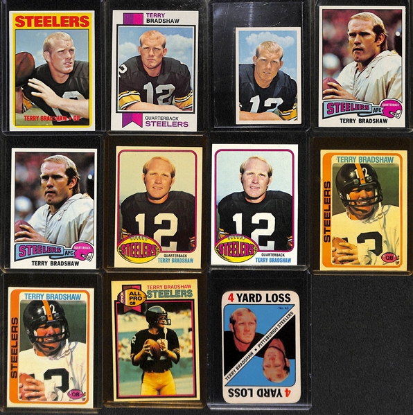 Lot of 20 Terry Bradshaw Cards Inc. 1972 Topps, 1972 NFLPA Stamp, and 1973 Topps