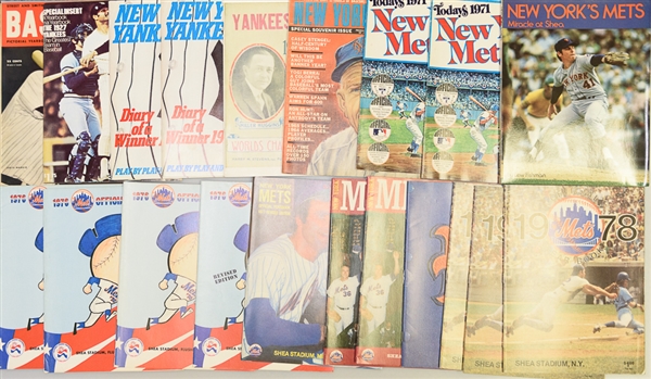 Lot of 20 NY Yankees & Mets Yearbooks and Magazines from 1948-1979