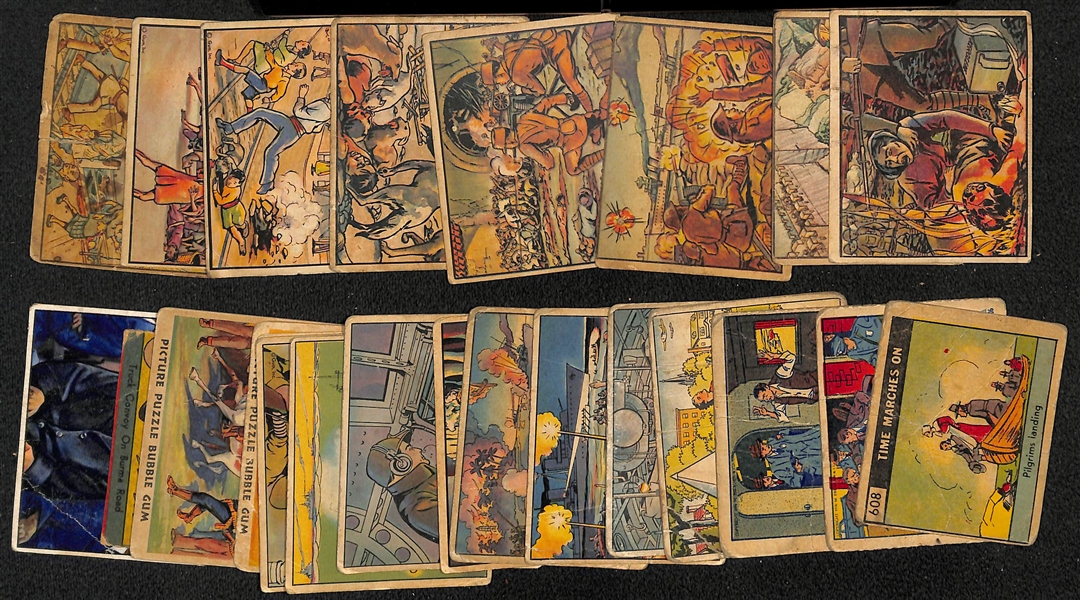 Lot of 4 Assorted Early 1940s Adventures of Smilin' Jack Trading Card Panels (8 Cards per Panel) & Other Non-Sports Cards 