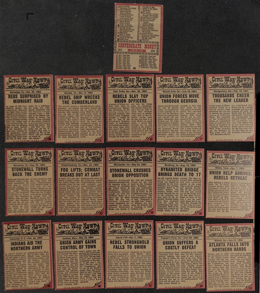 Lot of 39 Different 1964 Topps Civil War News Cards