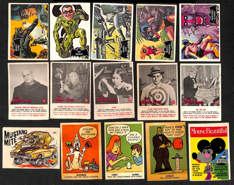 Lot of 130+ Assorted 1960s Non-Sports Cards, Including Batman & Addams Family