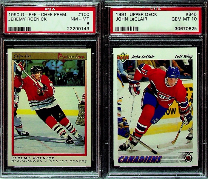 Rookie Hockey Lot (8) w. Leclair (PSA 10), Forsberg (PSA 10), Weight (PSA 10), Roenick, Hasek, Lindros, Robitaille, Evgeny Artyukhan