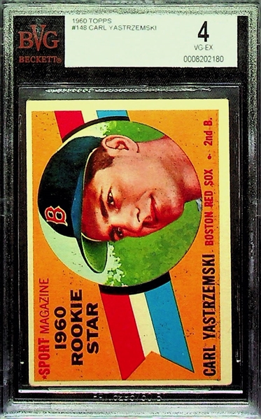 1960 Carl Yastrzemski Rookie Card Graded Beckett BVG 4