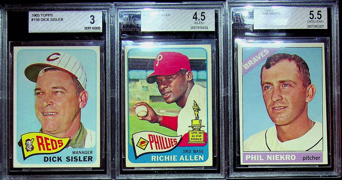 (13) Graded 1960s Baseball Cards w/ 1961 Topps Ford PSA 6, 1964 Brock BVG 5, 1967 Yaz BVG 6, Jenkins Rookie, Carew 2nd Yr, +