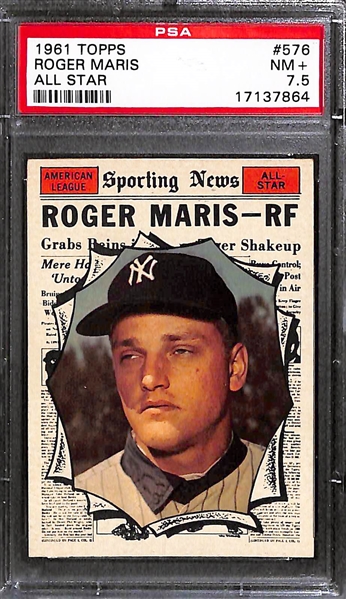Lot of Roger Maris Graded Cards - 1961 Topps All Star PSA 7.5 and 1962 Topps BVG 2