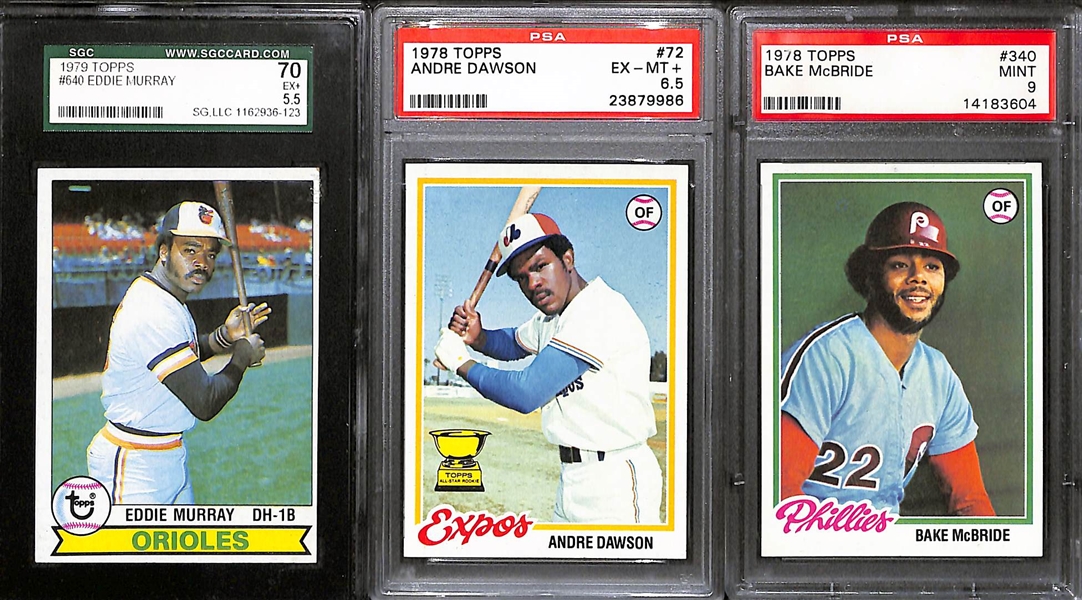 (15) Graded Baseball Cards w.1981 Topps Ripken RC BVG 8.5, 1984 Topps AS Mike Schmidt PSA 10, 1987 Topps Tiffany Ripken BGS 9.5, + HOFers and Stars