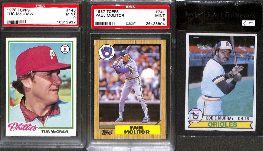 (15) Graded Baseball Cards w.1981 Topps Ripken RC BVG 8.5, 1984 Topps AS Mike Schmidt PSA 10, 1987 Topps Tiffany Ripken BGS 9.5, + HOFers and Stars