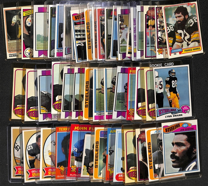 Lot of (47) Pittsburgh Steelers Vintage Cards w/ Swann Rookie and (2) Lambert Rookies