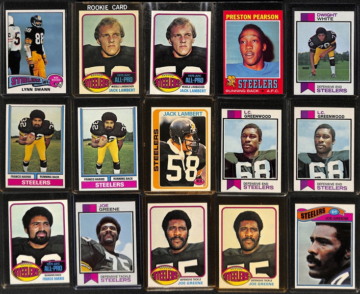 Lot of (47) Pittsburgh Steelers Vintage Cards w/ Swann Rookie and (2) Lambert Rookies