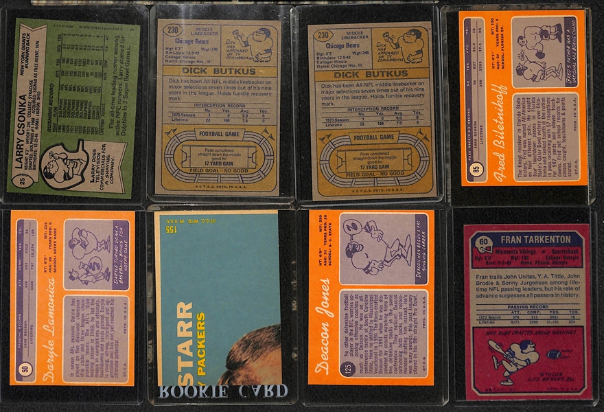 Lot of (46) Vintage Football Cards - Mostly HOFers/Stars Inc. Starr, Unitas, Staubach, Simpson, Tarkenton, +