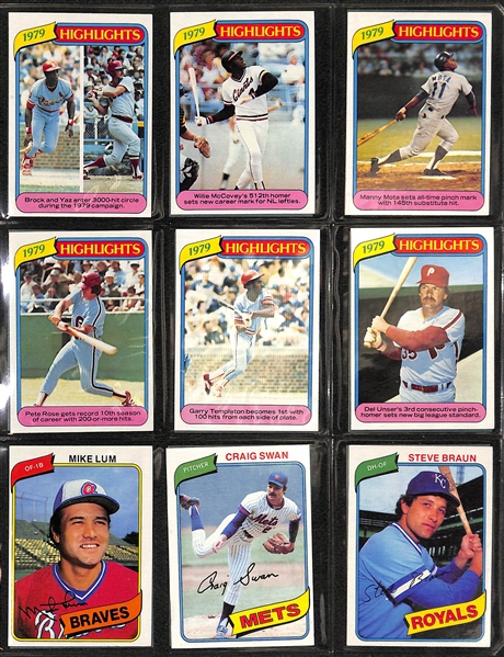 1980 Topps Baseball Card Complete Set of 726 Cards w. Rickey Henderson Rookie Card