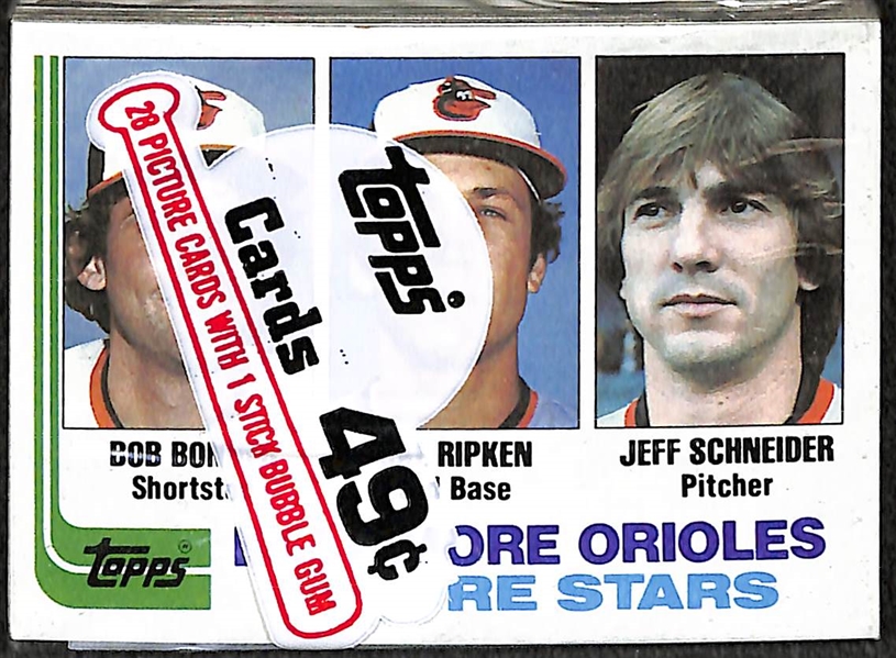1982 Topps Cello Pack With Cal Ripken Jr. Rookie Card on Top