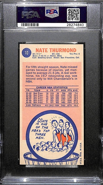 1969 Topps Basketball Nate Thurmond Rookie Card PSA 7