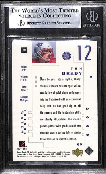 2000 SP Authentic Tom Brady Rookie Card (#265/1250) Graded BGS 9 Mint