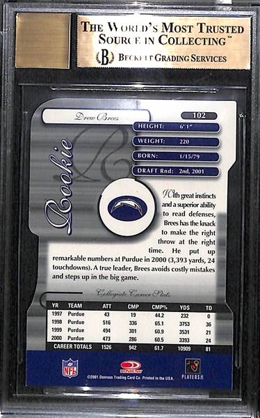 RARE 2001 Drew Brees Elite Turn Of The Century Rookie Auto #16/500 (First 50 Autographed) BGS 9.5 (10 Autograph)