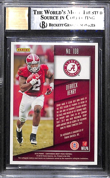 2016 Contenders Draft Picks Derrick Henry Autograph Rookie College Playoff Ticket #12/15 Card BGS 8.5 (9 Autograph)
