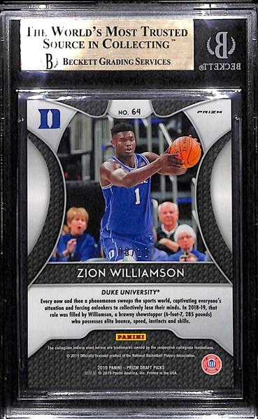 2019-20 Prizm Draft Zion Williamson Gold Prizm Rookie Card #8/10 Graded BGS 9.5 Gem Mint