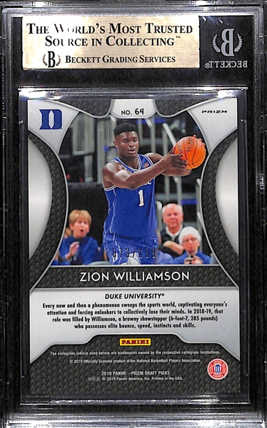 2019-20 Prizm Draft Zion Williamson Green/Purple Prizm Rookie Card #73/199 Graded BGS 10 Pristine