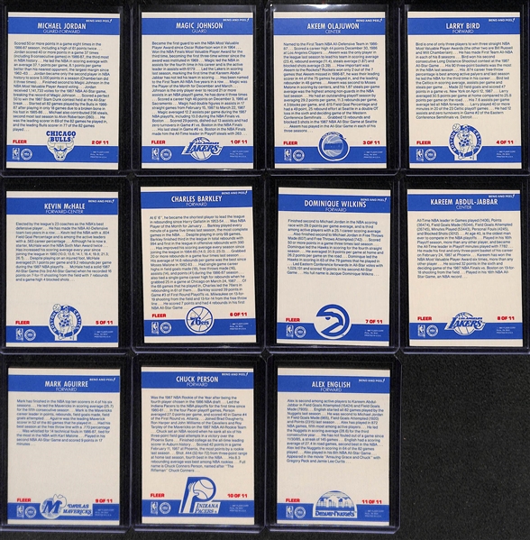 1987-88 Fleer Basketball Sticker Complete Set Inc. Michael Jordan - All 11 Stickers