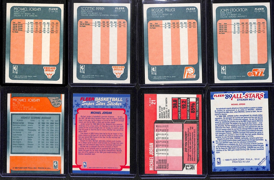 1988-89 Fleer and 1989-90 Basketball Complete Sets Including Both Sticker Set - All 132 Cards and 11 Stickers From Both Years