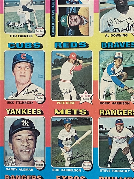 1975 Topps Baseball Card Uncut Sheet of 132 Cards w. Nolan Ryan 