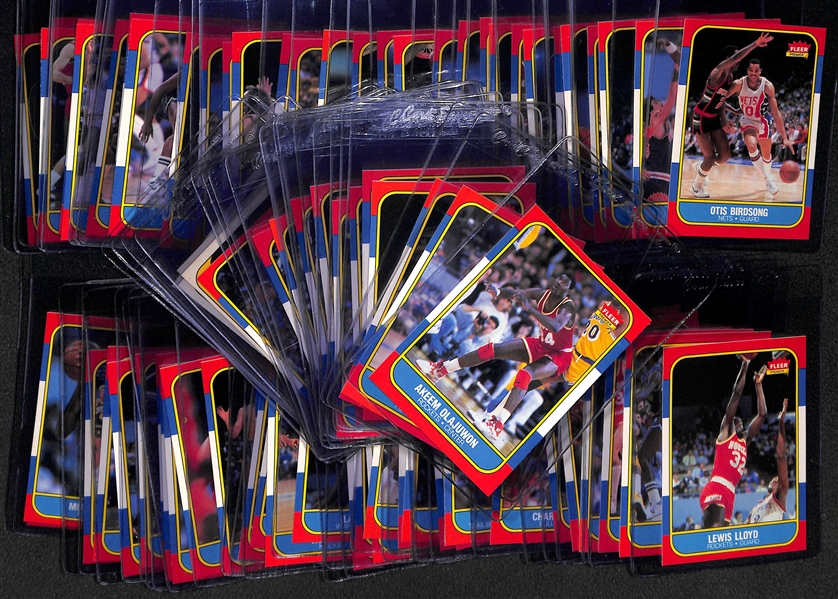 Nice Lot of (86) 1986-87 Fleer Basketball Cards & Stickers w. Rookies & Stars (Barkley, Ewing, Bird, Mullin, Dr. J, Olajuwon, I. Thomas)