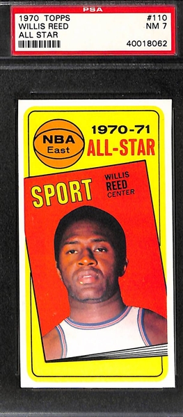 1970 Topps Tall Boy Lot - Wilt Chamberlain #50 PSA 7 and Willis Reed All-Star #110 PSA 7 