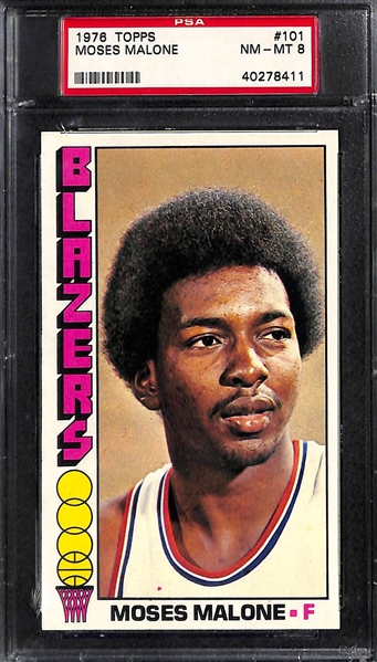 1976 Topps Tall Boy Basketball NM-MT Graded Lot - Moses Malone PSA 8,  Bobby Jones PSA 8, (2) Bill Bradley PSA 8. Bill Bradley BVG 8